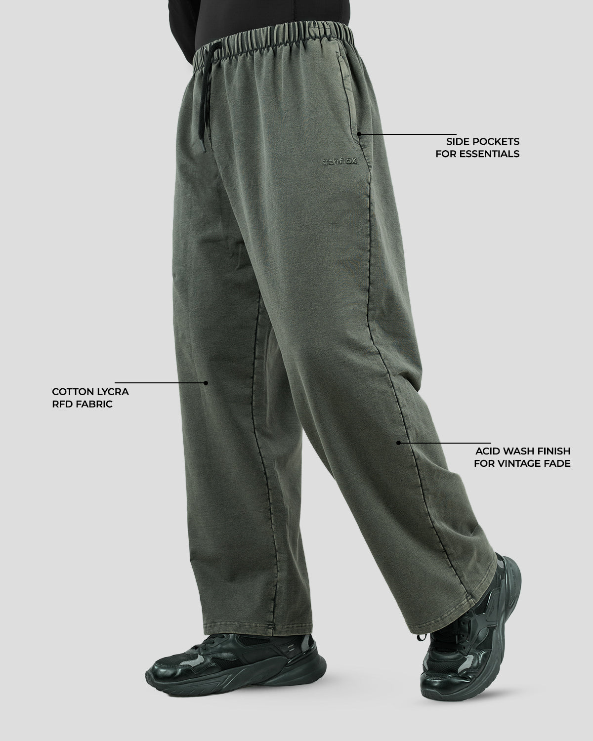 Acid wash baggy pants