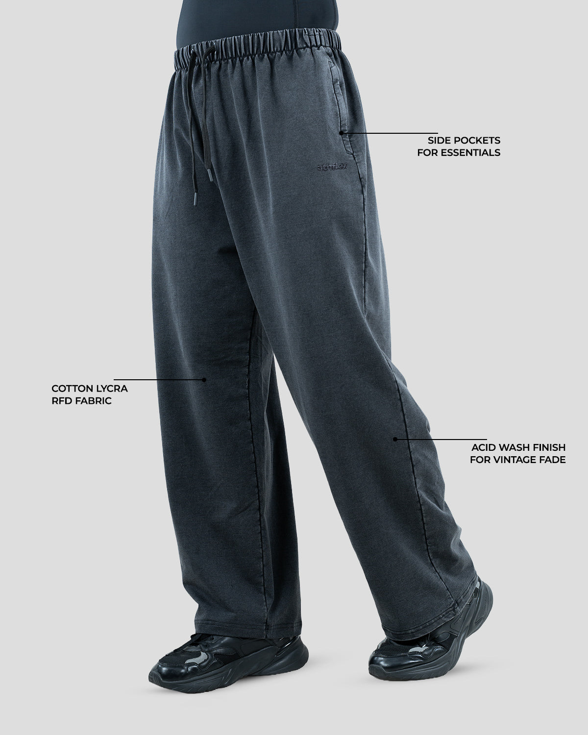 Acid wash baggy pants